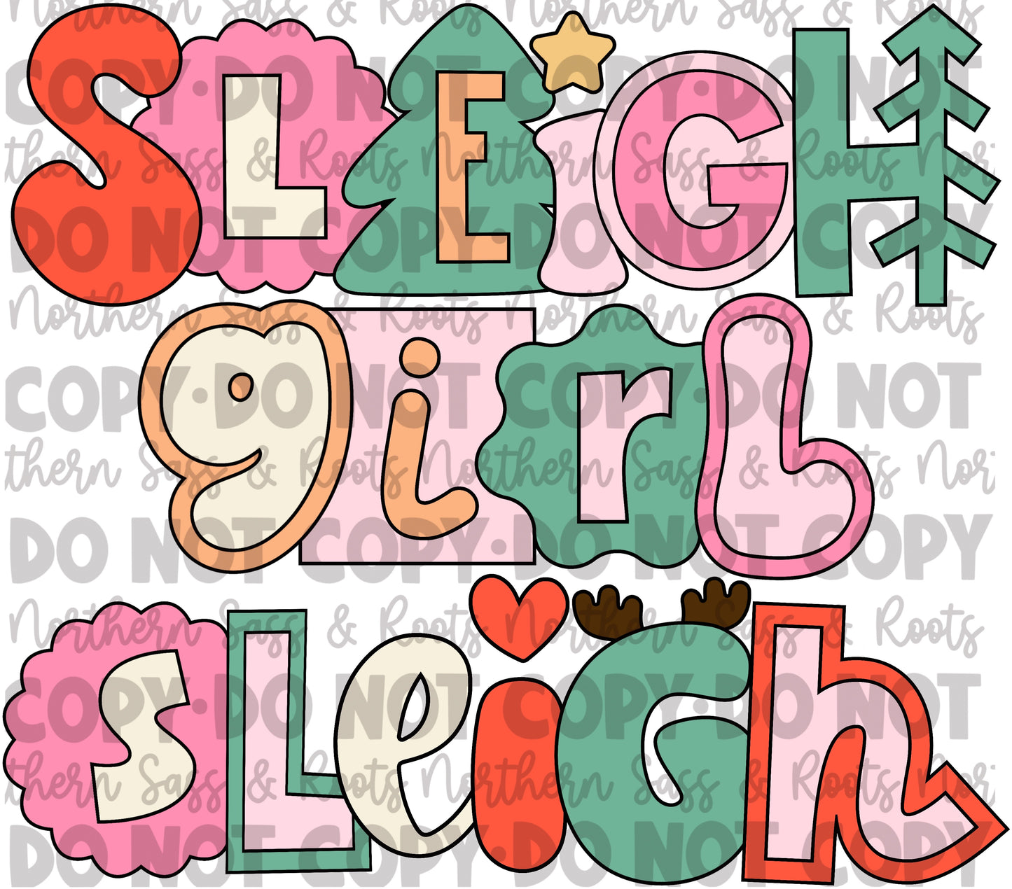 Retro Sleigh Girl Sleigh: Digital Download