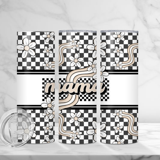 Retro Daisy Checkered MAMA (CSC): Tumbler Sub Print