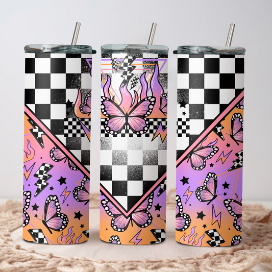 Checkered Butterfly Flames (CSC): Tumbler Sub Print