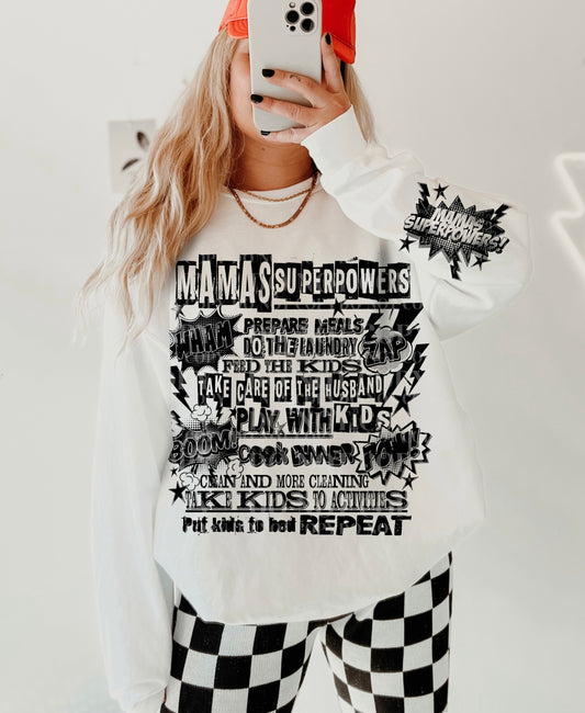 Mama Superpowers (Single Color Black): *DTF* Transfer