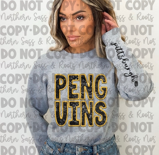 EXCLUSIVE Faux Sequins Embroidery PENGUINS: *DTF* Transfer