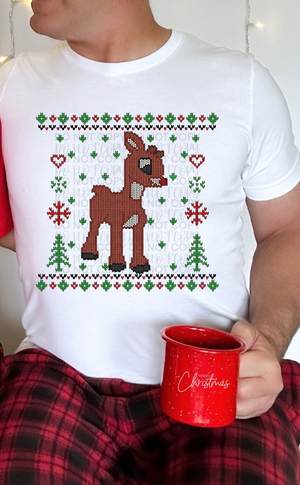 Faux Ugly Sweater (Rudolph): *DTF* Transfer