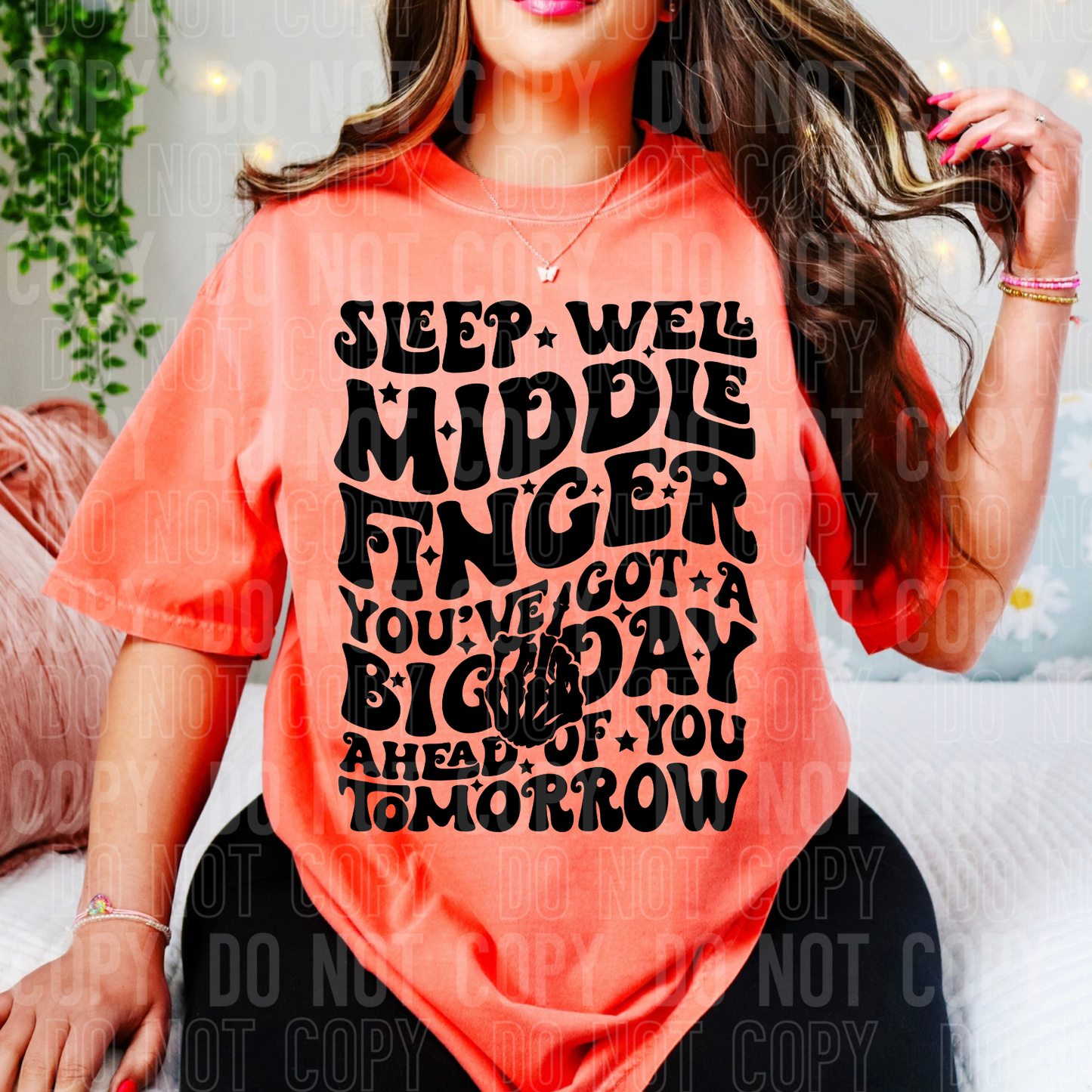 Sleep Well Middle Finger (SBB): *DTF* Transfer