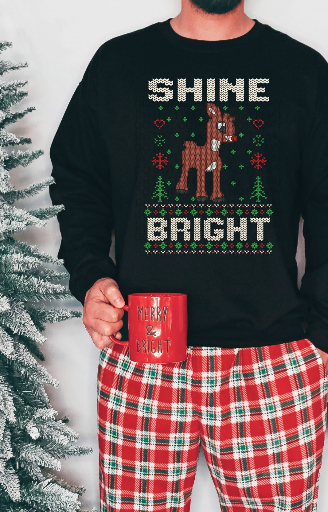 Faux Ugly Sweater (Shine Bright Rudolph): *DTF* Transfer