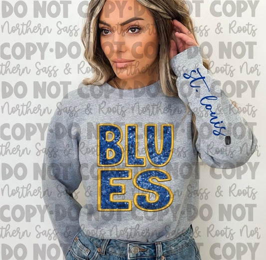 EXCLUSIVE Faux Sequins Embroidery BLUES: *DTF* Transfer
