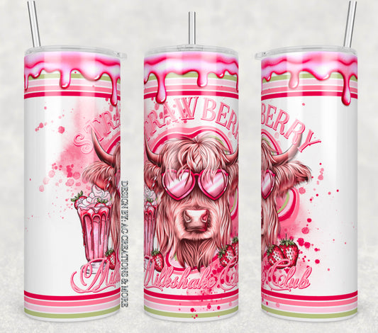 Strawberry Milkshake (Cow): Tumbler Sub Print