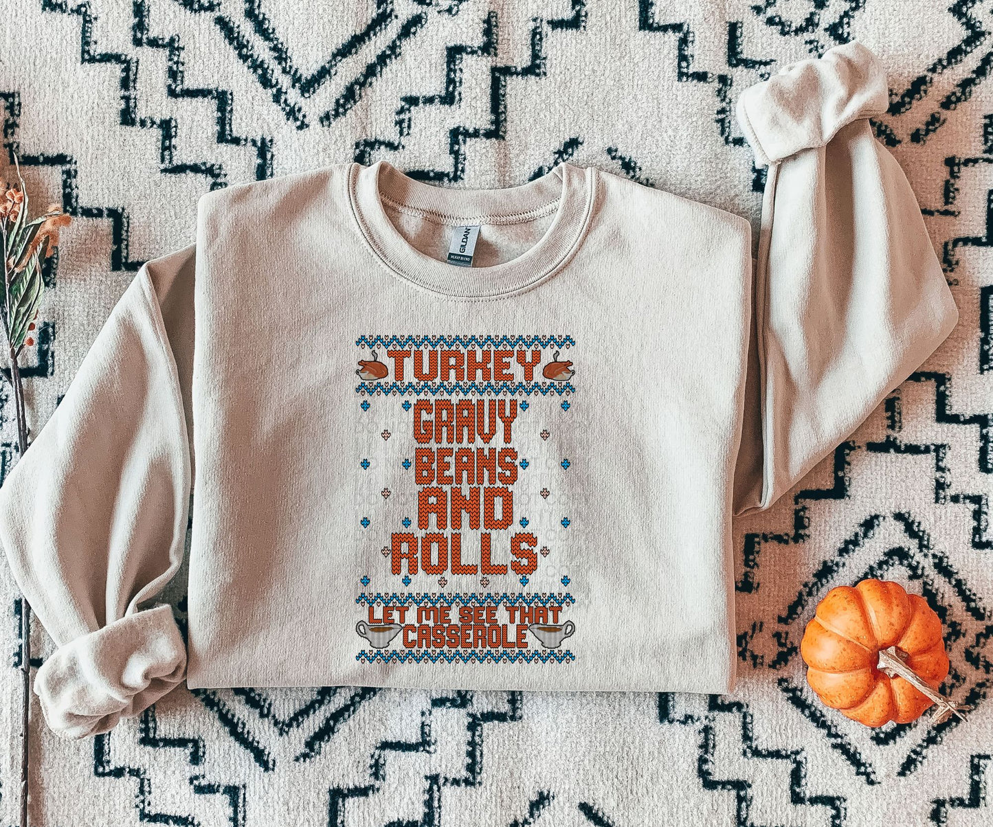 Faux Ugly Sweater (Turkey Gravy Beans and Rolls): *DTF* Transfer