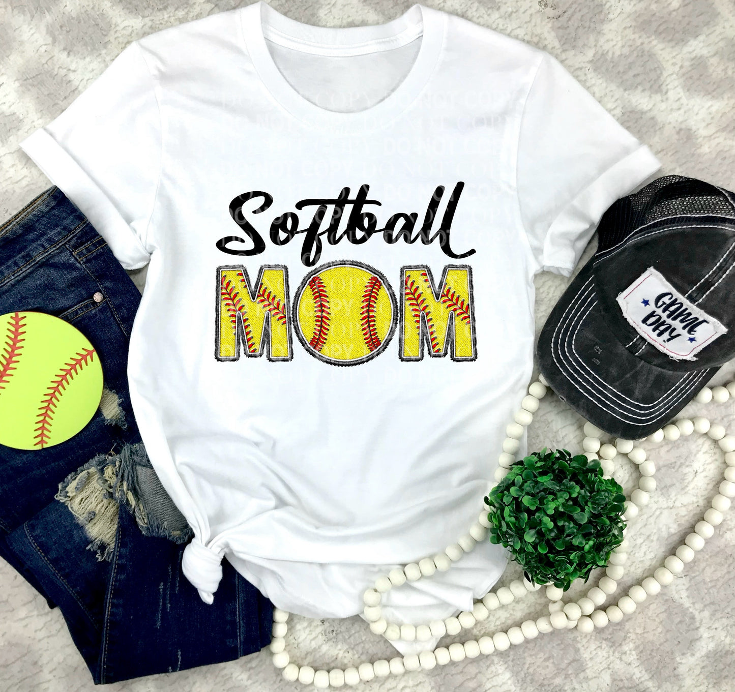 Softball MOM Faux Embroidery: *DTF* Transfer