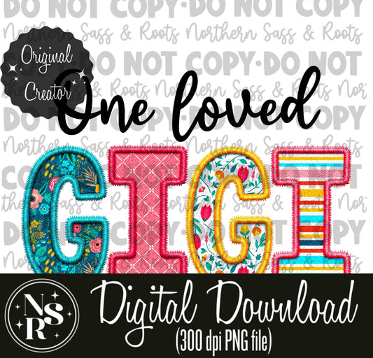One Loved GIGI Spring Faux Embroidery: Digital Download
