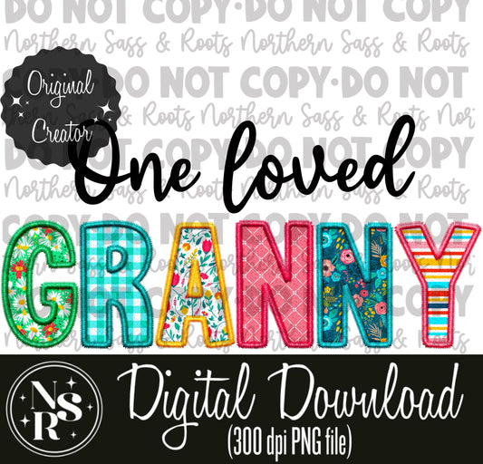 One Loved GRANNY Spring Faux Embroidery: Digital Download