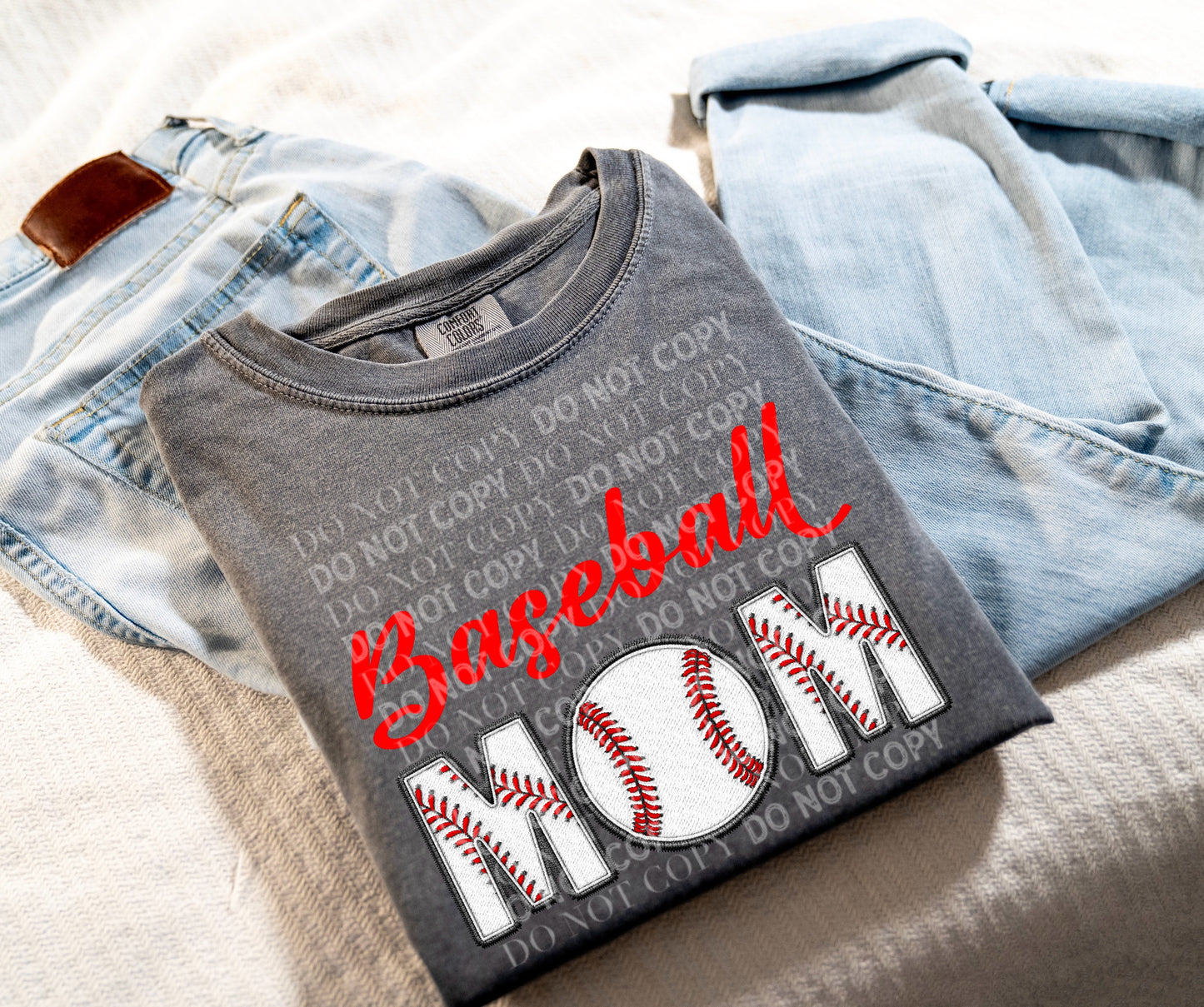 Baseball MOM Faux Embroidery: *DTF* Transfer