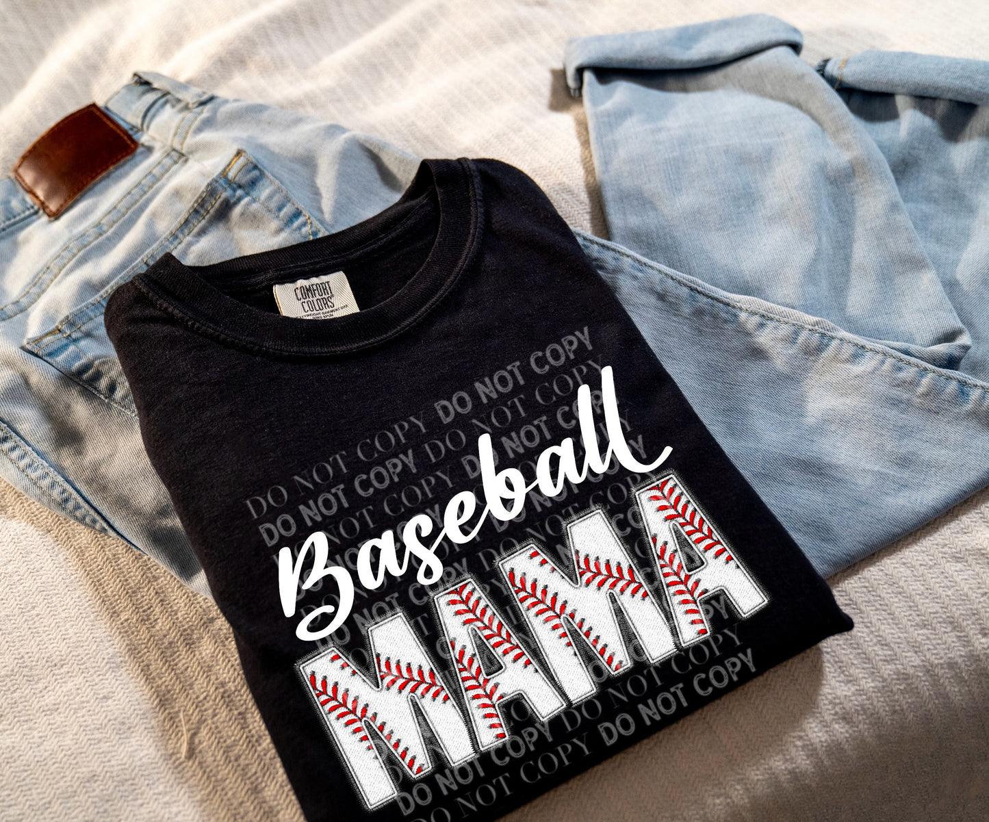 Baseball MAMA Faux Embroidery: *DTF* Transfer