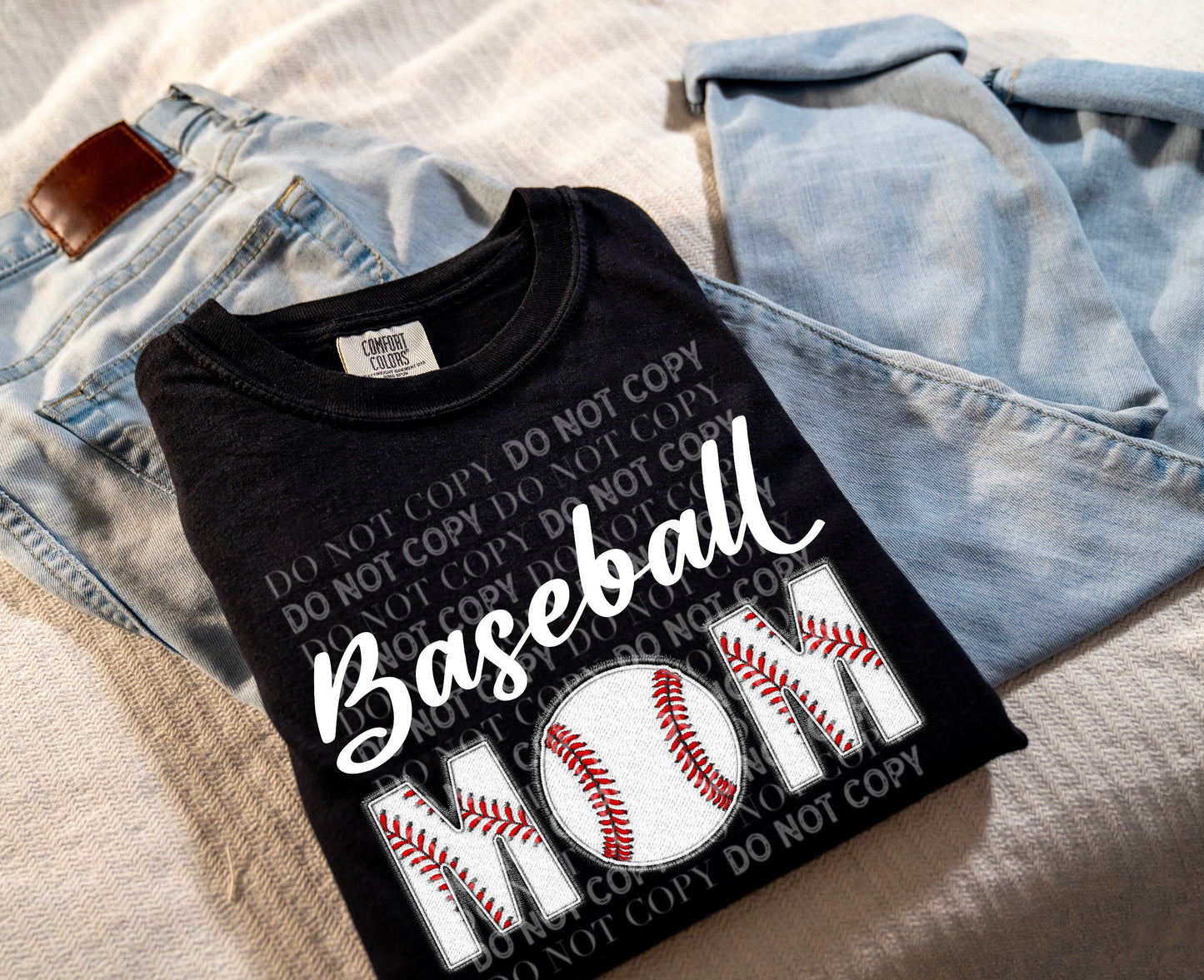 Baseball MOM Faux Embroidery: *DTF* Transfer