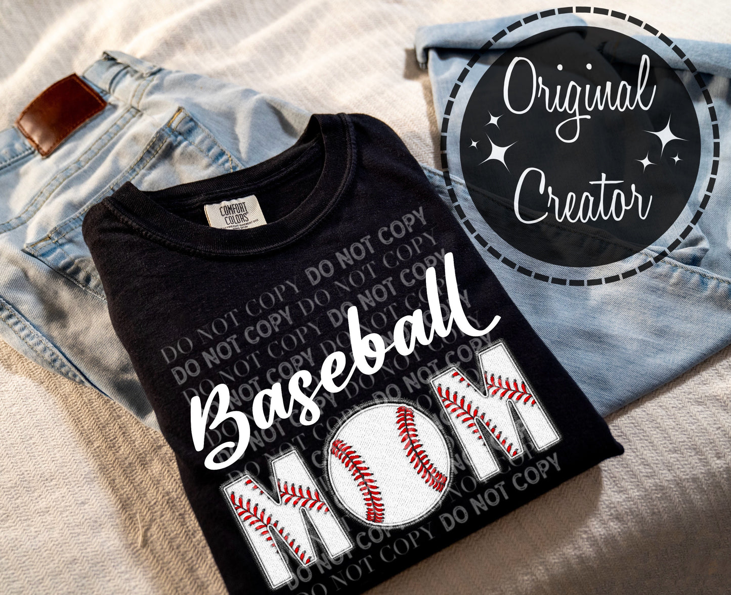 Baseball MOM Faux Embroidery: *DTF* Transfer