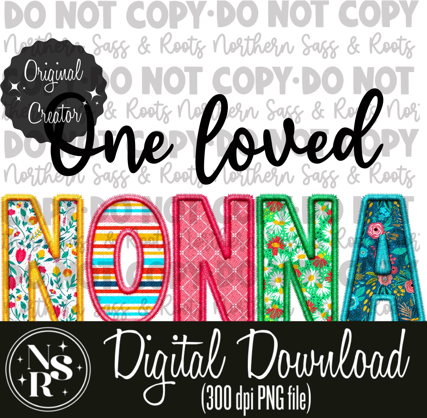 One Loved NONNA Spring Faux Embroidery: Digital Download