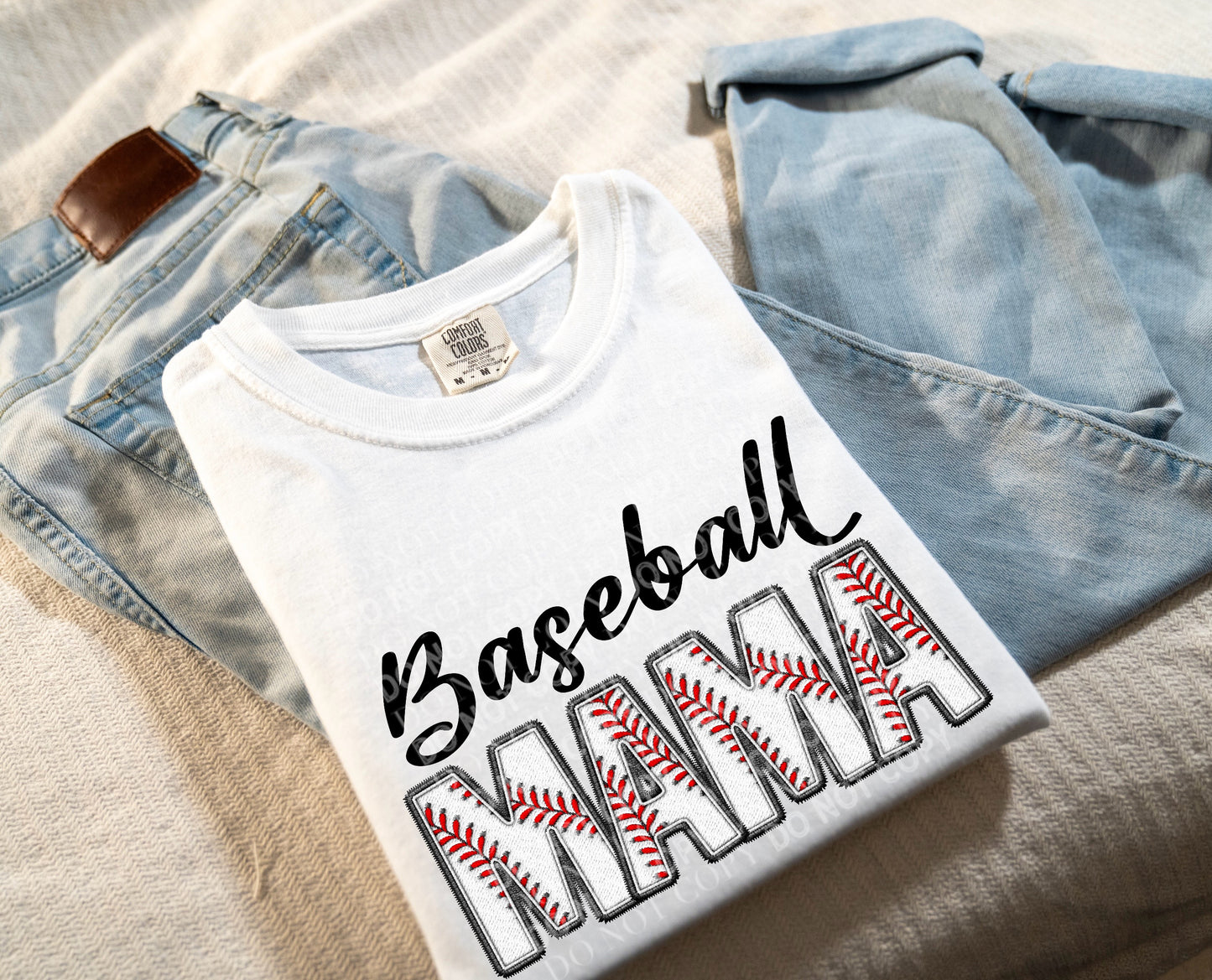 Baseball MAMA Faux Embroidery: *DTF* Transfer