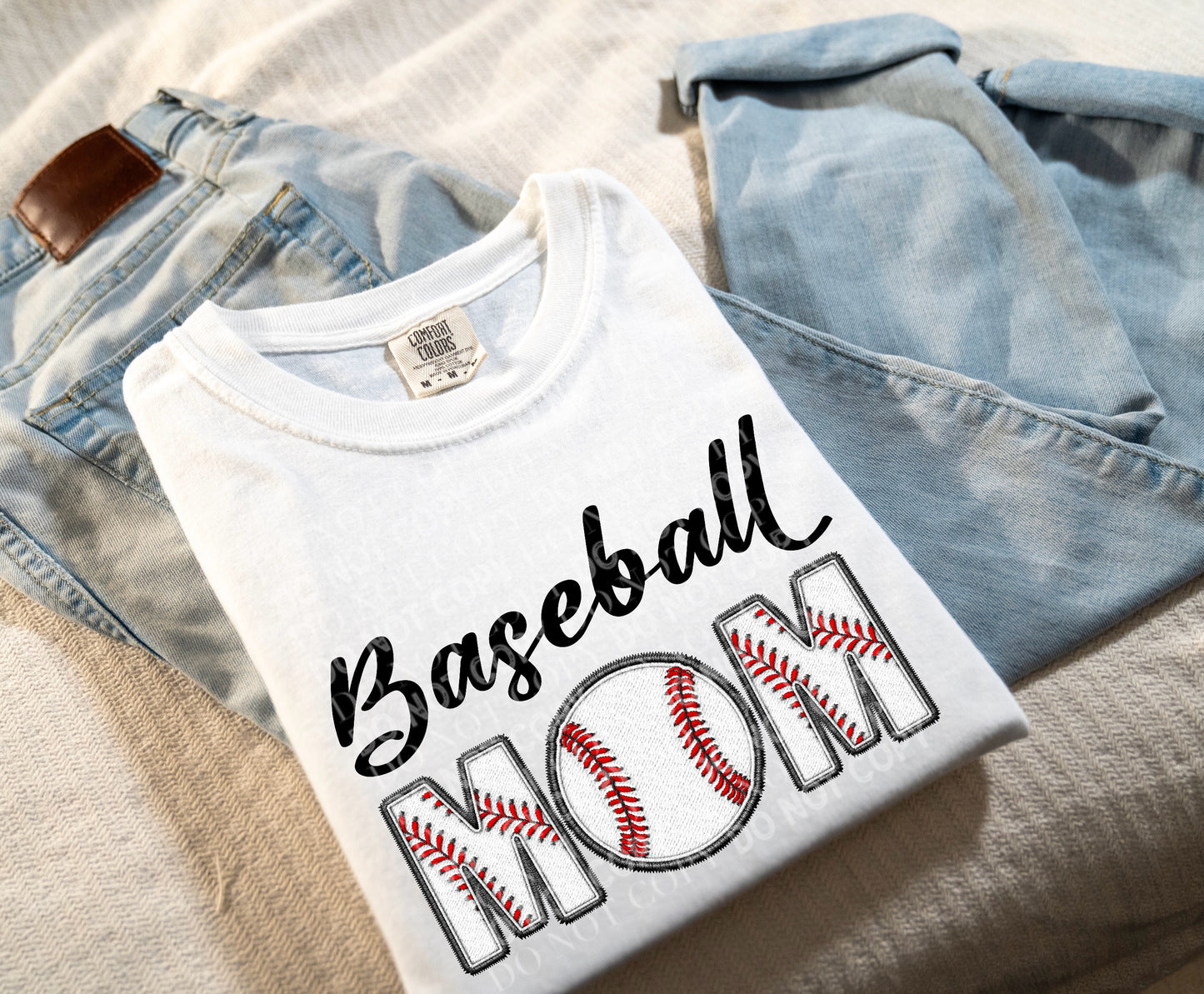 Baseball MOM Faux Embroidery: *DTF* Transfer