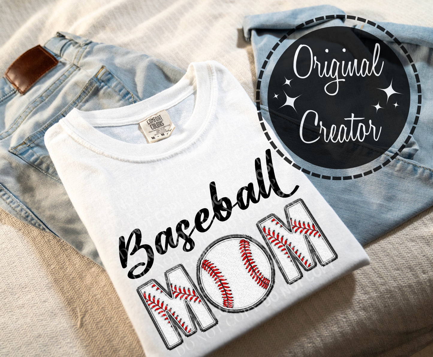 Baseball MOM Faux Embroidery: *DTF* Transfer