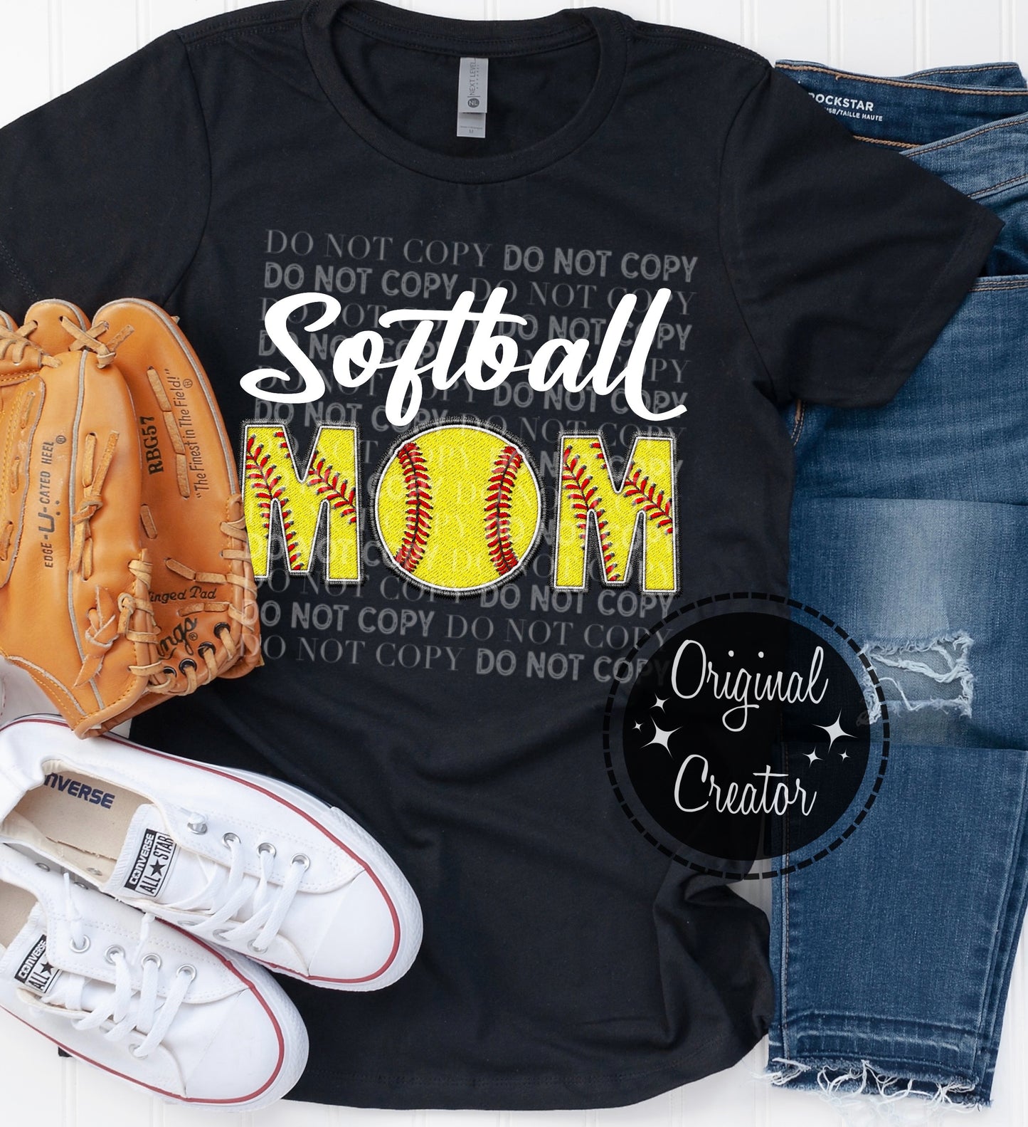 Softball MOM Faux Embroidery: *DTF* Transfer