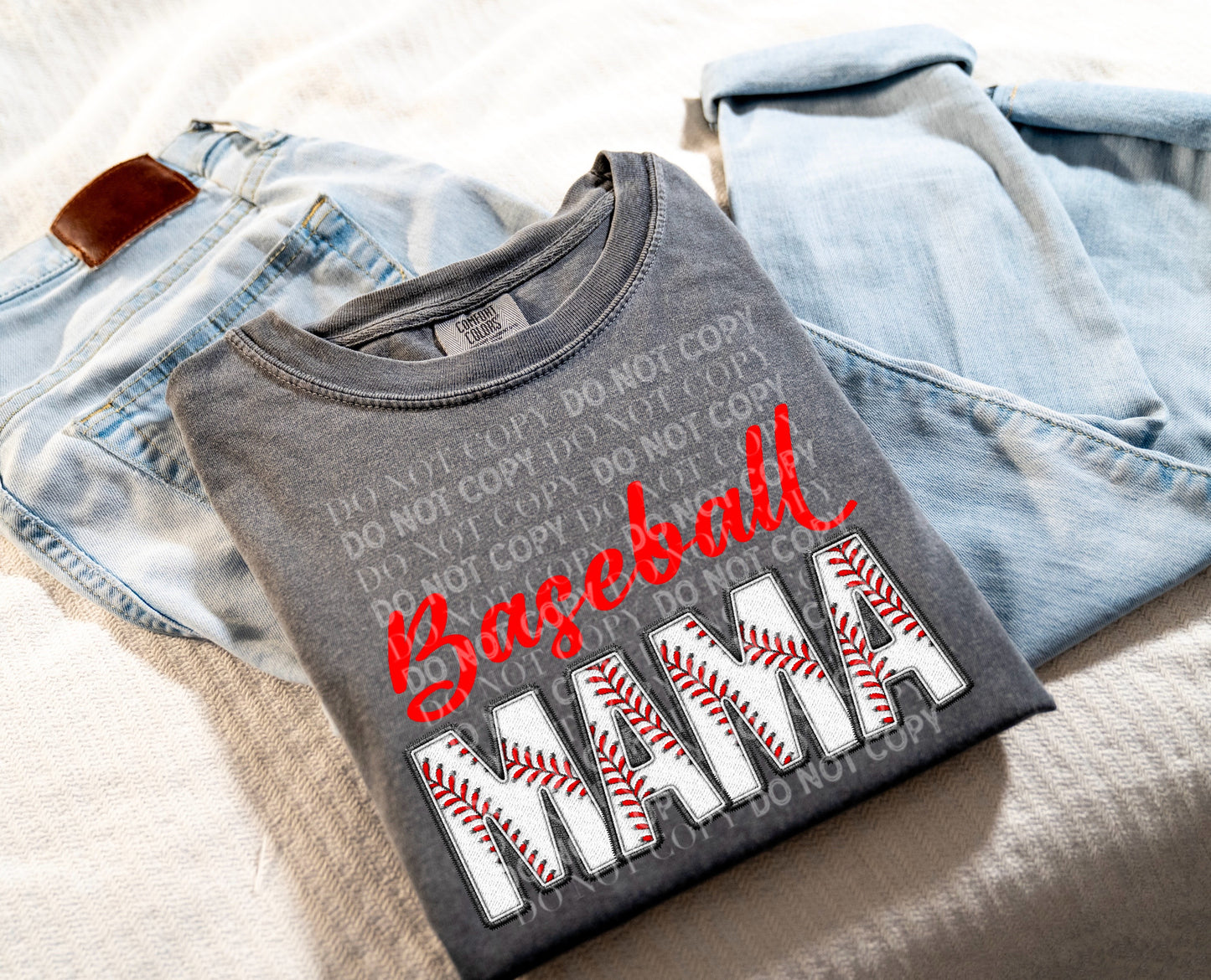 Baseball MAMA Faux Embroidery: *DTF* Transfer