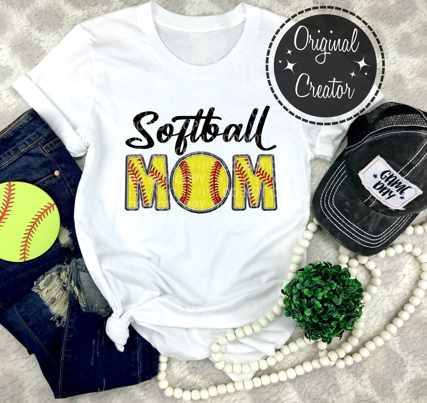 Softball MOM Faux Embroidery: *DTF* Transfer