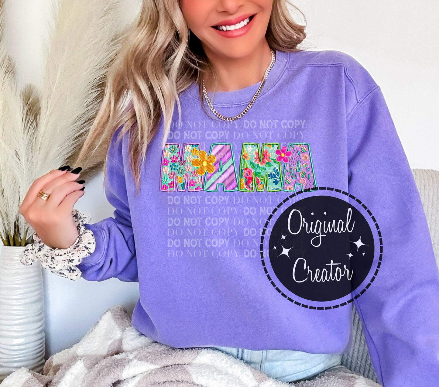 MAMA Spring Floral Faux Embroidery: *DTF* Transfer