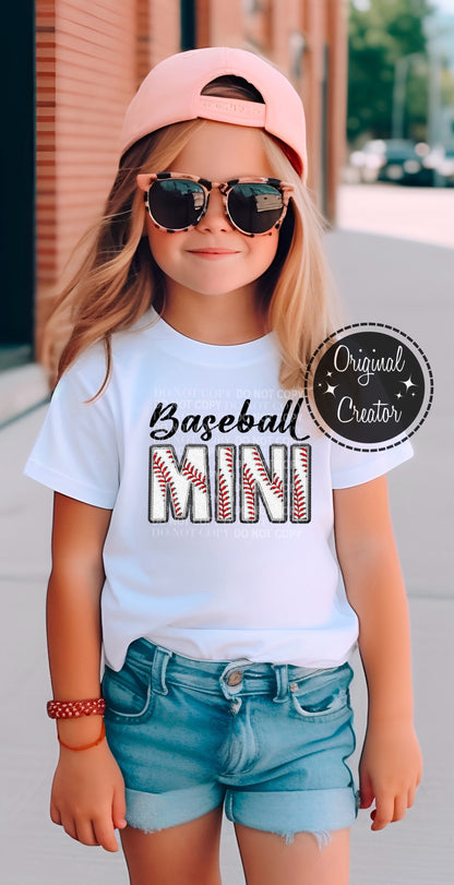 Baseball MINI Faux Embroidery: *DTF* Transfer