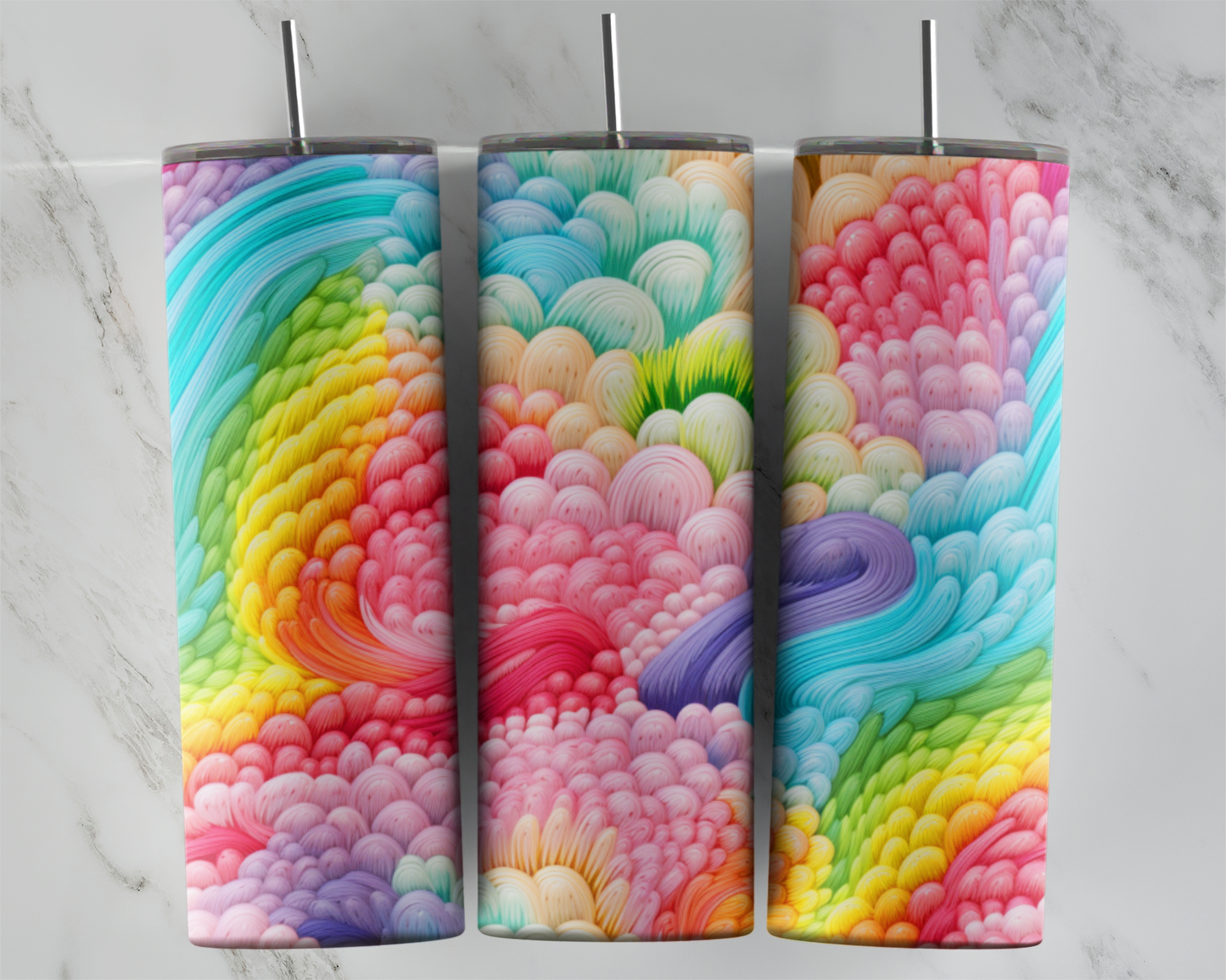 Pastel Rainbow (FAUX Embroidery): Tumbler Sub Print