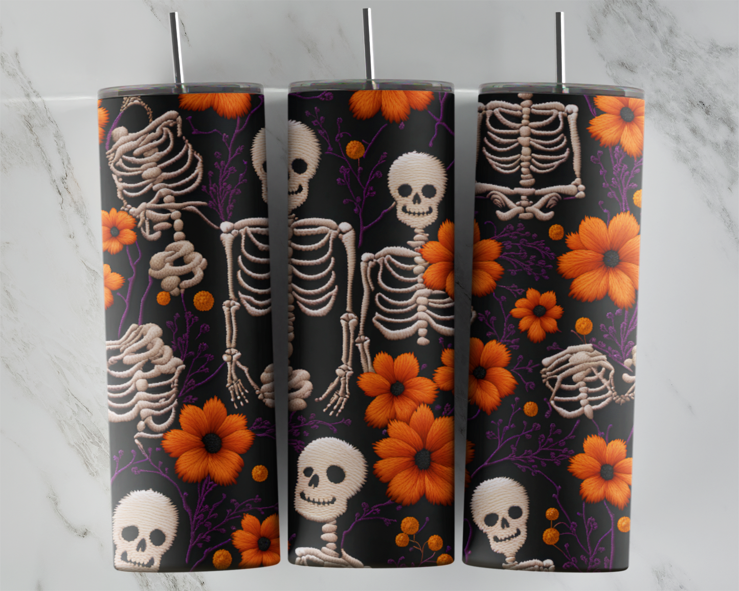 Halloween Skeleton Embroidered: Tumbler Sub Print