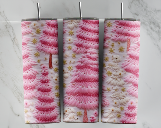 Pink and Gold Christmas Trees: Tumbler Sub Print