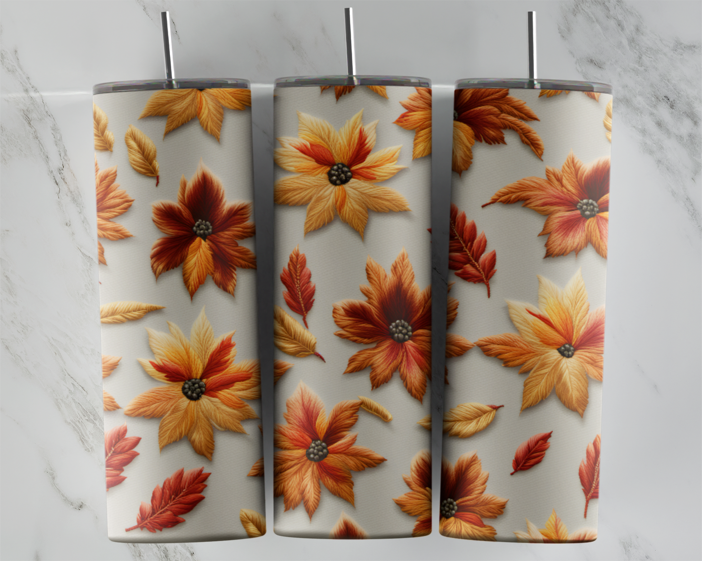 Fall Floral V.1 (FAUX EMBROIDERY): Tumbler Sub Print