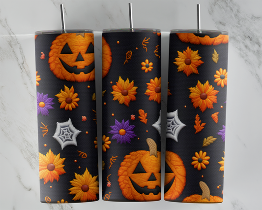 Halloween Floral (FAUX Embroidery): Tumbler Sub Print