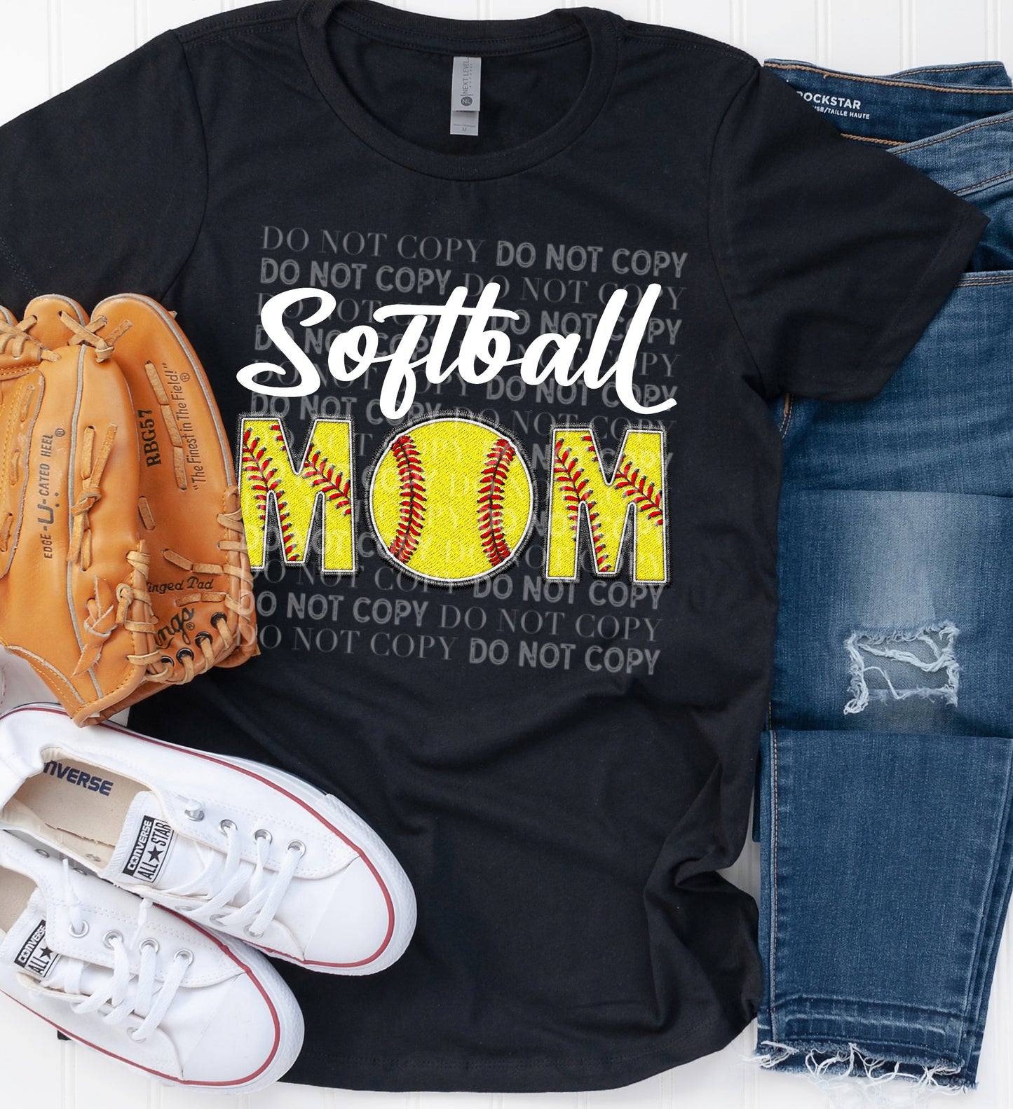 Softball MOM Faux Embroidery: *DTF* Transfer