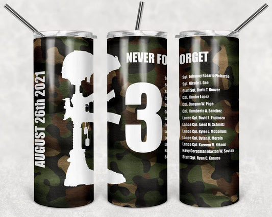 Never Forget 13 Soldiers-Tumbler Sub Print