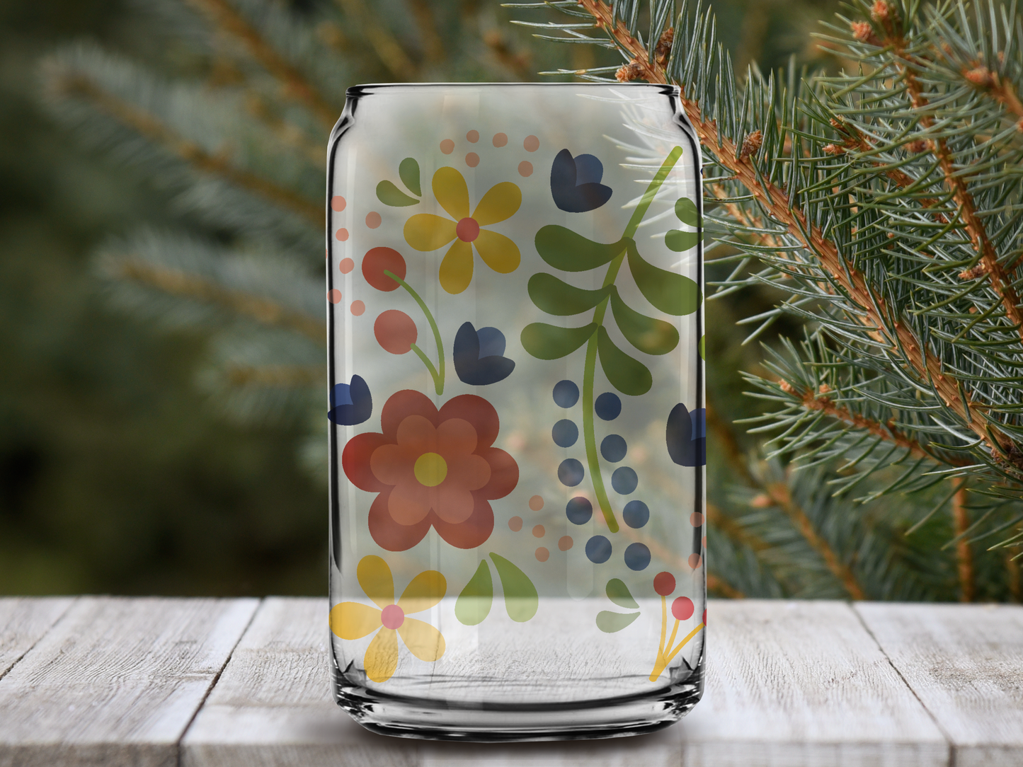 Floral Folkart: Libbey Glass Sub Print