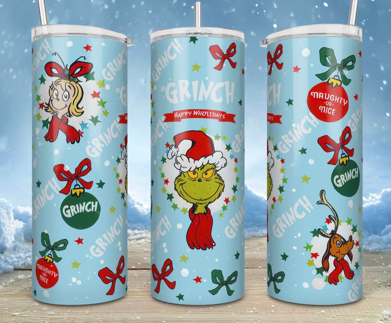 Grinch Happy WHOlidays-Tumbler Sub Print