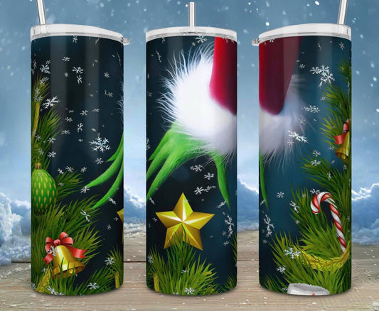 Grinch Stealing Tree Topper-Tumbler Sub Print