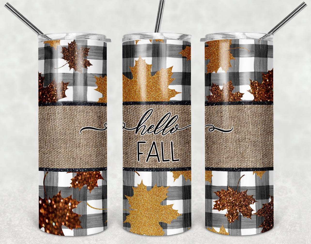 Plaid Hello Fall-Tumbler Sub Print