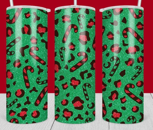 Red and Green Glitter Candy Canes-Tumbler Sub Print