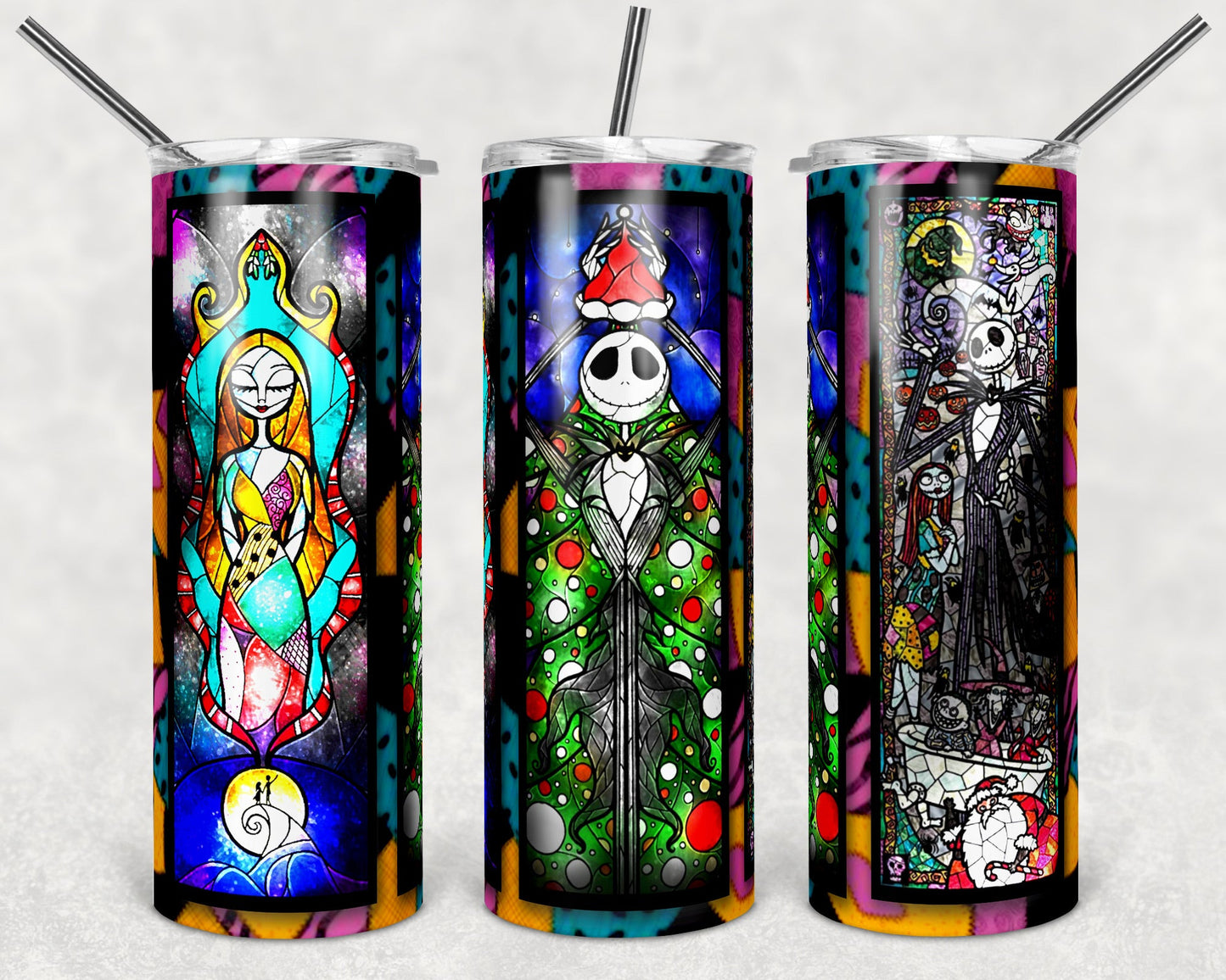 Nightmare Before Christmas Stained Glass-Tumbler Sublimation Print