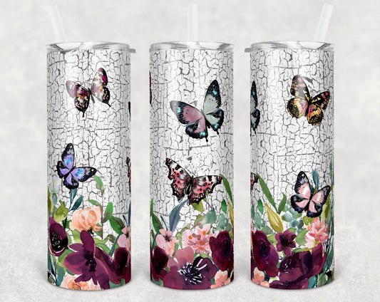 Floral Butterfly-Tumbler Sublimation Print