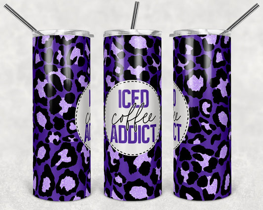 Iced Coffee Addict (Purple)-Tumbler Sublimation Transfer
