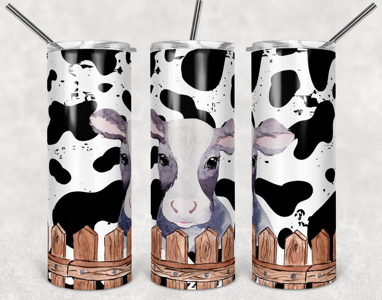 Cow (Fence)-Tumbler Sublimation Print