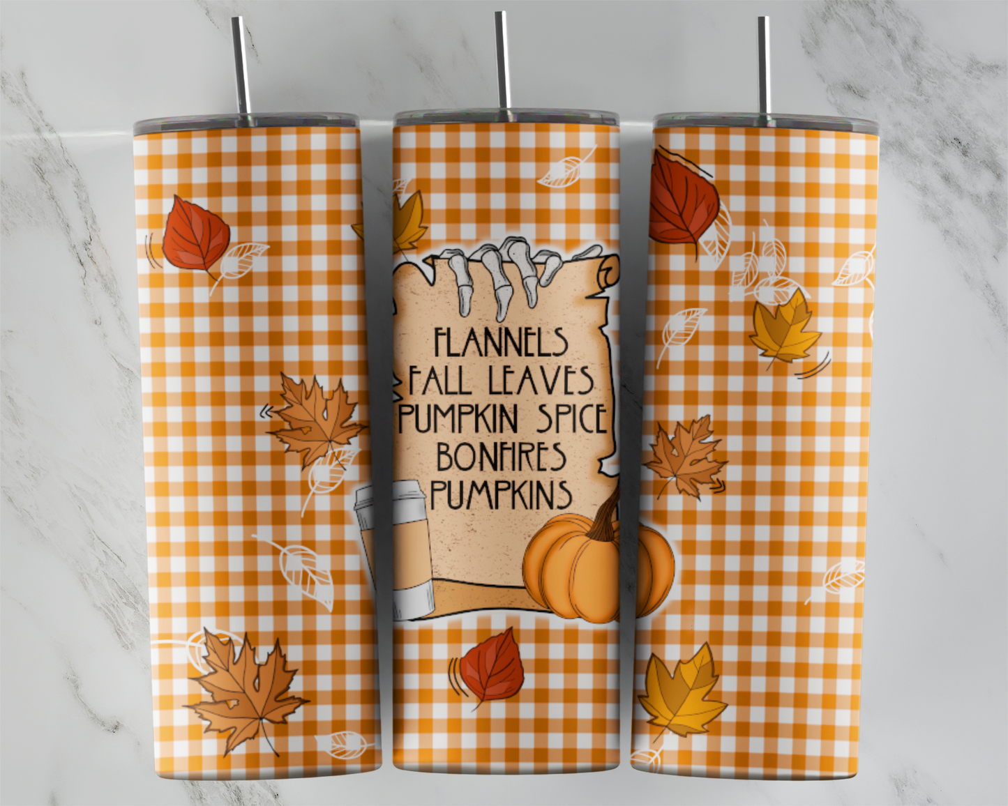 Flannels Fall Leaves Pumpkin Spice Bonfires Pumpkins: Tumbler Sub Print