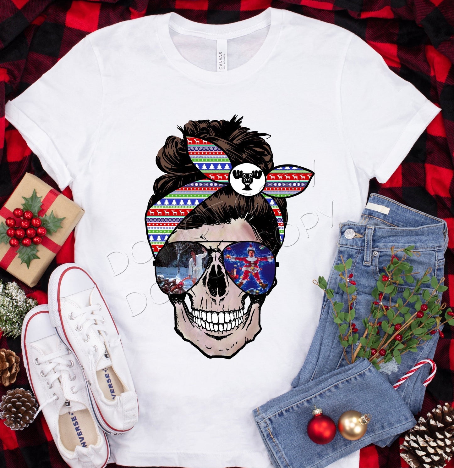 EXCLUSIVE National Lampoon’s Christmas Vacation w/Headband Mom Skull: *DTF* Transfer