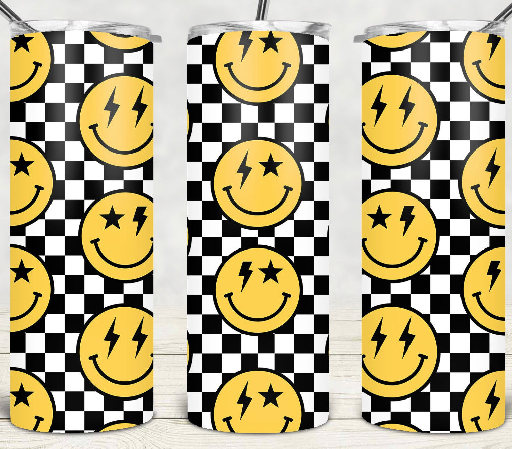 Checkered Smiley: Tumbler Sub Print