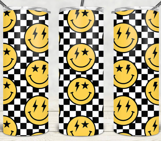 Checkered Smiley: Tumbler Sub Print