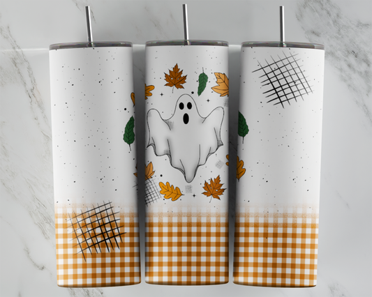 Gingham Fall Ghost: Tumbler Sub Print