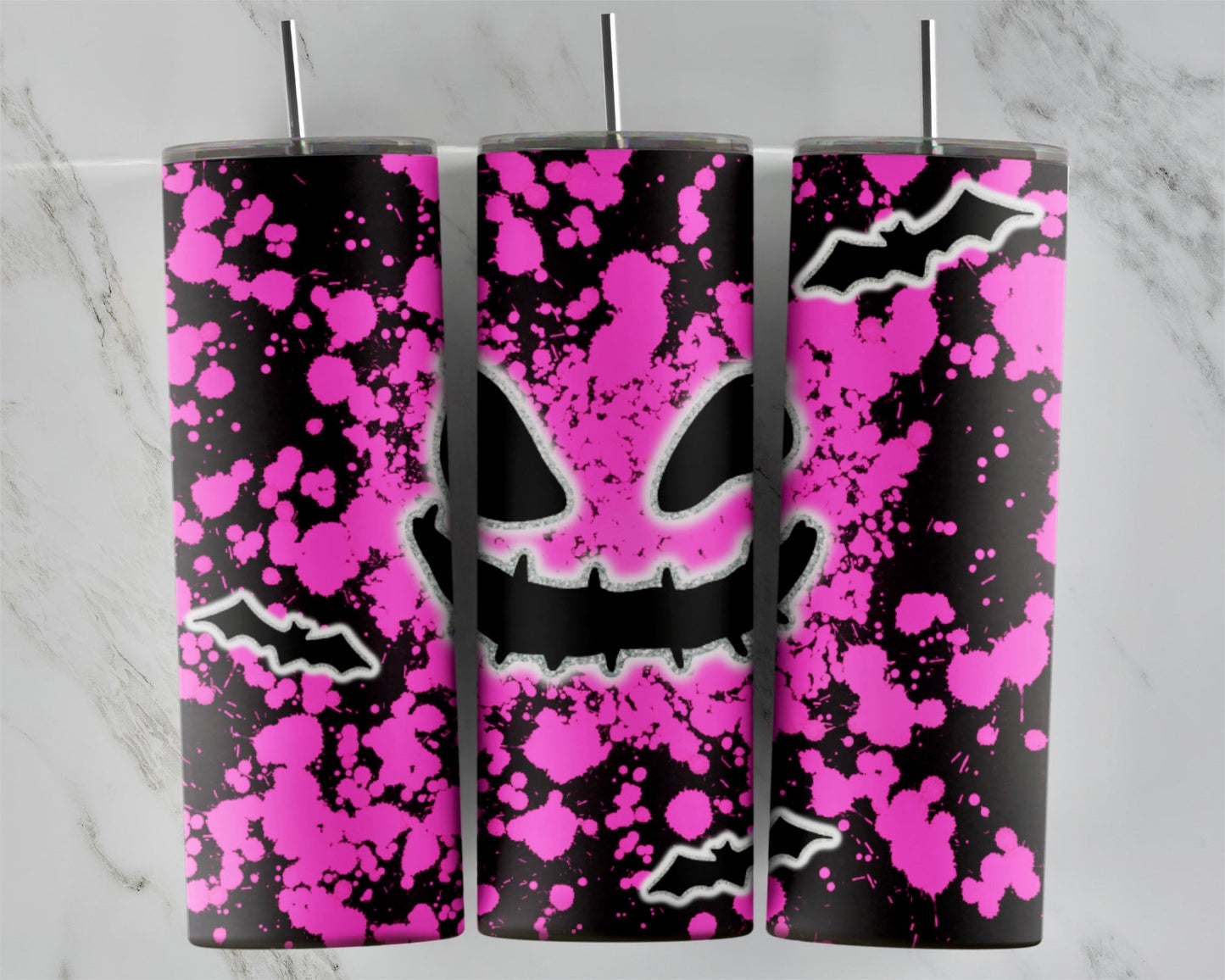 Pink O O G I E Black Splatter: Tumbler Sublimation Print