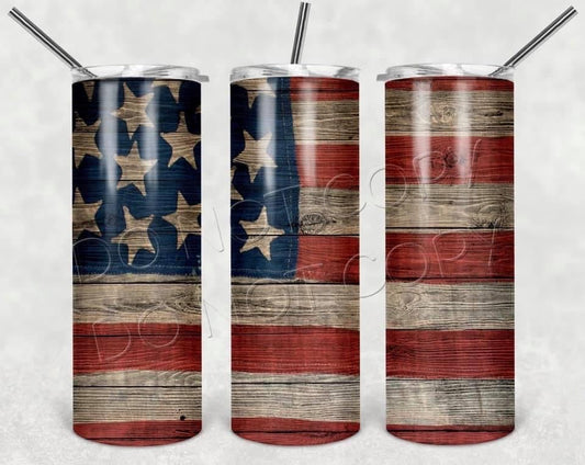 Rustic American Flag-Tumbler Sub Print